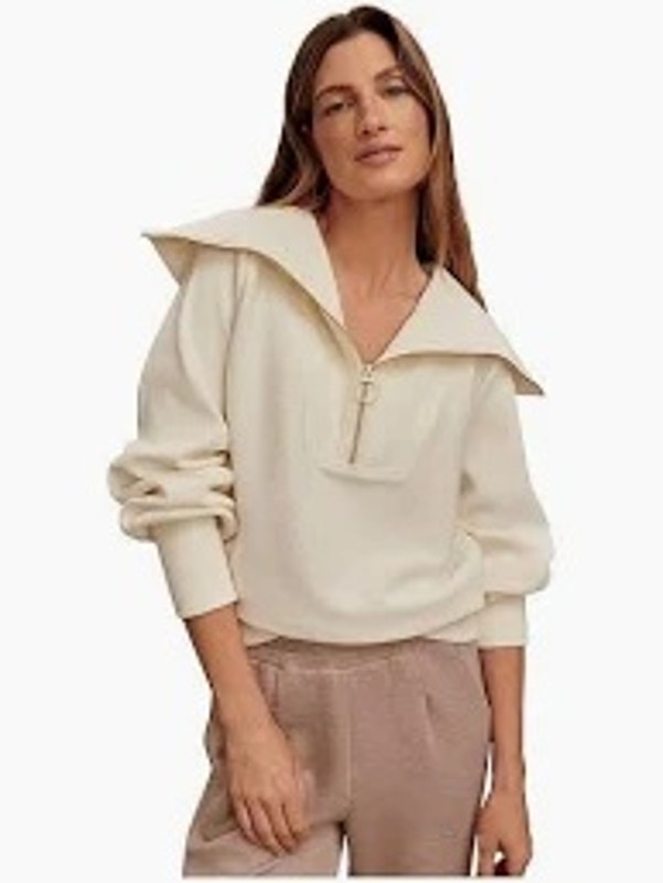 Varley Womens Vine Half Zip Sweatshirt Slouchy Oversized Errands Casual Small